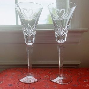 Waterford Crystal Wedding Swan Champagne Flutes